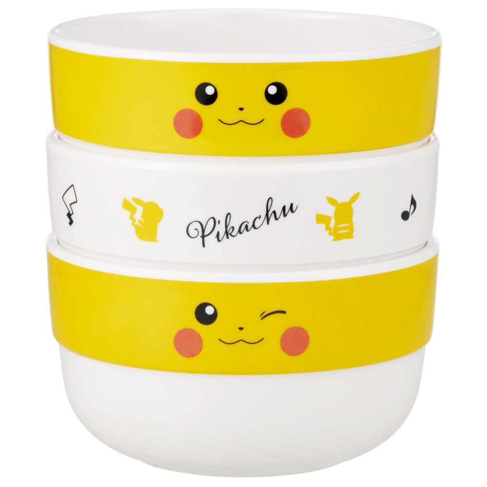 [〜8月11日まで P20倍]メラミン スタッキング スナック ボウル 3個 セット 食器 小鉢 おやつ skater スケーター MSM4 ポケットモンスター ポケモン ピカチュウ フェイス 23年【小皿 お皿 取り皿 ボウル カップ 食事 おやつ かわいい】